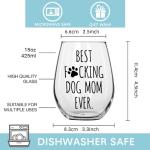 Pokolllee Funny Dog Mom Wine Glass Best Dog Mom Ever Birthday Gift for Women, Mothers Day Gift, Dog Mom Gifts for Dog Lovers, Fun Gag Pet Owners Gift for Dog Mom Dog Owner Sisters Friends Pet Lover