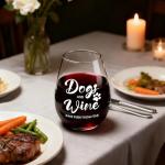 Jogskeor Dogs and Wine Make Everything Fine Wine Glass 15oz, Dog Mom Gifts, Birthday Mothers Day Christmas Gifts for Dog Lovers