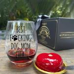 Pokolllee Funny Dog Mom Wine Glass Best Dog Mom Ever Birthday Gift for Women, Mothers Day Gift, Dog Mom Gifts for Dog Lovers, Fun Gag Pet Owners Gift for Dog Mom Dog Owner Sisters Friends Pet Lover