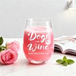 Jogskeor Dogs and Wine Make Everything Fine Wine Glass 15oz, Dog Mom Gifts, Birthday Mothers Day Christmas Gifts for Dog Lovers