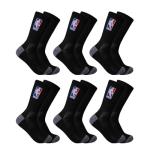 Ultra Game NBA Official Youth Athletic Cushioned Secure Fit Crew Socks - 6 Pack, NBA, Black, Y9-11