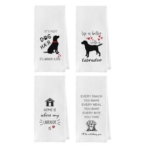 Geqtt Labrador Retriever Dish Towels Set - Black Lab Gifts Kitchen Towels, Labrador Retriever Gifts Hand Towel, Black Lab Tea Towel (16×24 Inches Set of 4)