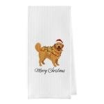 Geqtt Christmas Golden Retriever Gifts - Golden Retriever Waffle Weave Decorative Kitchen Towels, Christmas Dog Dish Towels, Hand Tea Towel (16×24 Inches)