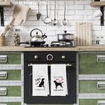 Geqtt Labrador Retriever Dish Towels Set - Black Lab Gifts Kitchen Towels, Labrador Retriever Gifts Hand Towel, Black Lab Tea Towel (16×24 Inches Set of 4)