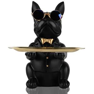 French Bulldog Gifts Statue Tray Organizer for Keys, Candy, Jewelry, Earrings, Entrance Piggy Bank - Modern Decor Resin French Bulldog Decor Entryway Table, Coffee Table, Office Desk, Home Decor