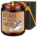 LEADO Candles, Frenchie Gifts for Women, Men - Funny Bulldog Gifts for Frenchie Owners, Bull Dog Dad, Bull Dog Mom - Cute Valentines Day, Birthday Present for Bulldog Lover - Lavender Scented Candles