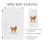 Geqtt Christmas Golden Retriever Gifts - Golden Retriever Waffle Weave Decorative Kitchen Towels, Christmas Dog Dish Towels, Hand Tea Towel (16×24 Inches)