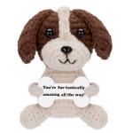 HOMQYTE Inspirational Gift - Positive Crochet Dog Animals with Affirmation Card Handmade Crochet Beagle Plush Doll for Women Dog Lovers Gifts (Beagle)