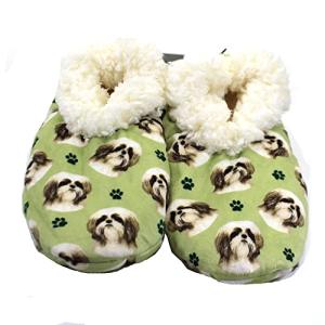 Shih Tzu Tan Super Soft Slippers - E&S Pets - Shih Tzu Gifts - Cozy House Slippers - Non Skid Bottom - One Size Fits Most - Sherpa Slipper - Pet Lover Gifts For Men And Women