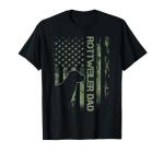 Vintage USA Camo Flag Proud Rottweiler Dad Rottie Silhouette T-Shirt