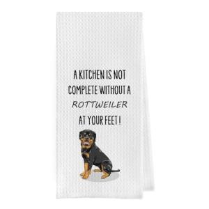 Geqtt Funny Rottweiler Dish Towels - Rottweiler Gifts Decorative Waffle Weave Kitchen Towels, Dog Gifts Hand Towel, Tea Towel (16×24 Inches)