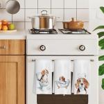 HUGANE Funny Beagle Bathroom Hand Towels Set of 3, Beagle Decor Hand Towels for Bathroom, Beagle Gifts for Women Men, Gifts for Beagle Lovers, Kids Bathroom Decor, Dog Bathroom Decor, 16x24 Inch