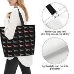 aportt Dachshund Reusable Tote Bag - Cute Dog Grocery Shopping Bag - Canvas Bag with Strong Handle - Washable Eco-friendly