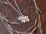 Shih Tzu Charm Necklace, Shitzu dog Lover Gift, Silver Metal with Heart Pendant on a Chain, Ladies I Love White Puppy (Shih Tzu)