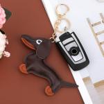 Giantree Leather Dachshund Keychain, Dachshund Keychain Bag Pendant Key Chain Fashion Cute Puppy Dog Charm Gifts for Favorite People Women Men Children Birthday Keyring