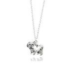 Shih Tzu Charm Necklace, Shitzu dog Lover Gift, Silver Metal with Heart Pendant on a Chain, Ladies I Love White Puppy (Shih Tzu)