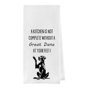 Geqtt Great Dane Dish Towels - Funny Great Dane Gifts Decorative Waffle Weave Kitchen Towels, Dog Lover Gifts Hand Towel, Tea Towel (16×24 Inches)
