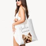 ZYQFN Yorkie Mama Canvas Tote Bag for Women, Dogs Lover Gift for Dog Mom, Birthday Christmas Cute Yorkie Gifts For Women, Tote Bag for Work College Travel. (018)