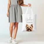 ZYQFN Yorkie Mama Canvas Tote Bag for Women, Dogs Lover Gift for Dog Mom, Birthday Christmas Cute Yorkie Gifts For Women, Tote Bag for Work College Travel. (018)