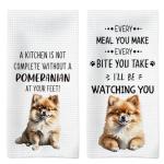 Tzhim Pomeranian Gifts Kitchen Towels Set of 2, Pomeranian Gifts for Women, Pomeranian Dog Dish Towels Tea Towels for Kitchen, Pomeranian Dog Hand Towels, Dog Kitchen Bathroom Decor, 16x24 Inch