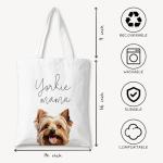 ZYQFN Yorkie Mama Canvas Tote Bag for Women, Dogs Lover Gift for Dog Mom, Birthday Christmas Cute Yorkie Gifts For Women, Tote Bag for Work College Travel. (018)