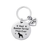 Boston Terrier Keychain Boston Terrier Mom Ever Keychain Dog Claw Love Pendant Keyring Friendship Gifts Keyring for Dog Lovers Pet Mom Charms Accessories Mother's Day Christmas Stocking Stuffer