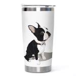 Boston Terrier Stainless Steel Tumbler with Lid 20oz Funny Bulldog Vacuum Insulated Tumbler Ideal Gifts to Dog Mom, Dad, Kids, Water Coffee Cup Travel Mug Home Office Outdoor Mug
