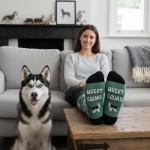 Zmart Husky Socks for Women Men - Funny Husky Gifts for Dog Lovers, Dog Women Men Gifts for Christmas