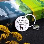 Boston Terrier Keychain Boston Terrier Mom Ever Keychain Dog Claw Love Pendant Keyring Friendship Gifts Keyring for Dog Lovers Pet Mom Charms Accessories Mother's Day Christmas Stocking Stuffer