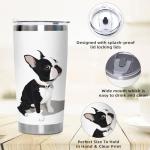 Boston Terrier Stainless Steel Tumbler with Lid 20oz Funny Bulldog Vacuum Insulated Tumbler Ideal Gifts to Dog Mom, Dad, Kids, Water Coffee Cup Travel Mug Home Office Outdoor Mug