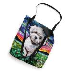 Maltipoo Starry Night White Maltese Poodle Dog Art by Aja Tote Bag 16 inches