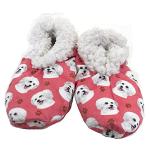 Maltese Super Soft Slippers - E&S Pets - Maltese Gifts - Cozy House Slippers - Non Skid Bottom - One Size Fits Most - Sherpa Slipper - Pet Lover Gifts For Men And Women