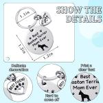 Boston Terrier Keychain Boston Terrier Mom Ever Keychain Dog Claw Love Pendant Keyring Friendship Gifts Keyring for Dog Lovers Pet Mom Charms Accessories Mother's Day Christmas Stocking Stuffer