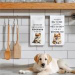 Tzhim Pomeranian Gifts Kitchen Towels Set of 2, Pomeranian Gifts for Women, Pomeranian Dog Dish Towels Tea Towels for Kitchen, Pomeranian Dog Hand Towels, Dog Kitchen Bathroom Decor, 16x24 Inch