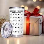 Boston Terrier Stainless Steel Tumbler with Lid 20oz Funny Bulldog Vacuum Insulated Tumbler Ideal Gifts to Dog Mom, Dad, Kids, Water Coffee Cup Travel Mug Home Office Outdoor Mug