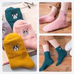 Jinny's Shoppe Women’s Cute Crew Socks Gift Set – 3/5 Pairs Warm Cotton Novelty Holiday Socks for Christmas, Birthday, Valentine’s Gift (Bulldog Embroidery)