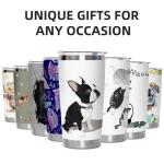 Boston Terrier Stainless Steel Tumbler with Lid 20oz Funny Bulldog Vacuum Insulated Tumbler Ideal Gifts to Dog Mom, Dad, Kids, Water Coffee Cup Travel Mug Home Office Outdoor Mug