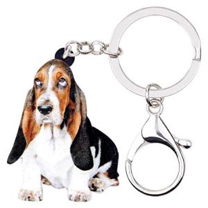 WEVENI Acrylic Basset Hound Dog Keychain Pet Keyring For Women Girls Bag Car Wallet Charms (Multicolor)