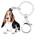 WEVENI Acrylic Basset Hound Dog Keychain Pet Keyring For Women Girls Bag Car Wallet Charms (Multicolor)