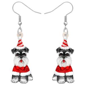 Bonsny Acrylic Drop Dangle Christmas Gifts Dog Puppy Doggy Earrings Ornaments Decorations Jewelry For Women Accessories (Schnauzer)