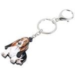 WEVENI Acrylic Basset Hound Dog Keychain Pet Keyring For Women Girls Bag Car Wallet Charms (Multicolor)