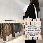 TGBJE Doodle Tote Bag Dog Mom Gift A Wise Women Getting a Doodle She Lived Happily Ever After Shopping Bag Doodle Owner Gift (Doodle tote)