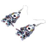 DOWAY Acrylic Floral Cartoon Basset Hound Dog Earrings Dangle Drop Cute Pet Jewelry for Women Charm Gift (Grey)