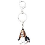 WEVENI Acrylic Basset Hound Dog Keychain Pet Keyring For Women Girls Bag Car Wallet Charms (Multicolor)
