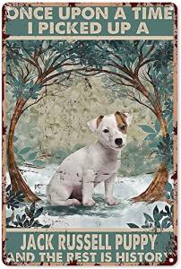 Jack Russell Puppy New Metal Tin Sign Retro Style Metal Poster Tin Sign Vintage Wall Decor for Cafe Bar Pub Home Beer Decoration Crafts 8x12 Inches