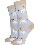 Women's Premium Comfort Animal Socks (Jack Russell Terrier Socks Grey) 4-10