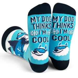 Lavley My Dog Thinks I'm Cool - Funny Socks For Dog and Husky Lovers - Unisex for Men & Women, One Size