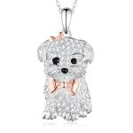 Peireara Maltese Dog Necklace for Women 925 Sterling Silver Maltese Pendant Necklaces Maltese Jewelry Gifts for Women
