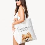 ZYQFN Pomeranian Mama Canvas Tote Bag for Women, Dogs Lover Gift for Dog Mom, Birthday Christmas Cute Pomeranian Gifts For Women, Tote Bag for Work College Travel. (025)
