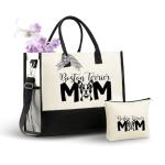 InnoBeta Boston Terrier Gifts for Women Canvas Tote Bag, Boston Terrier Gifts Tote with Top Zipper Closure and Shoulder Strap for Birthday, Mother's Day, Christmas